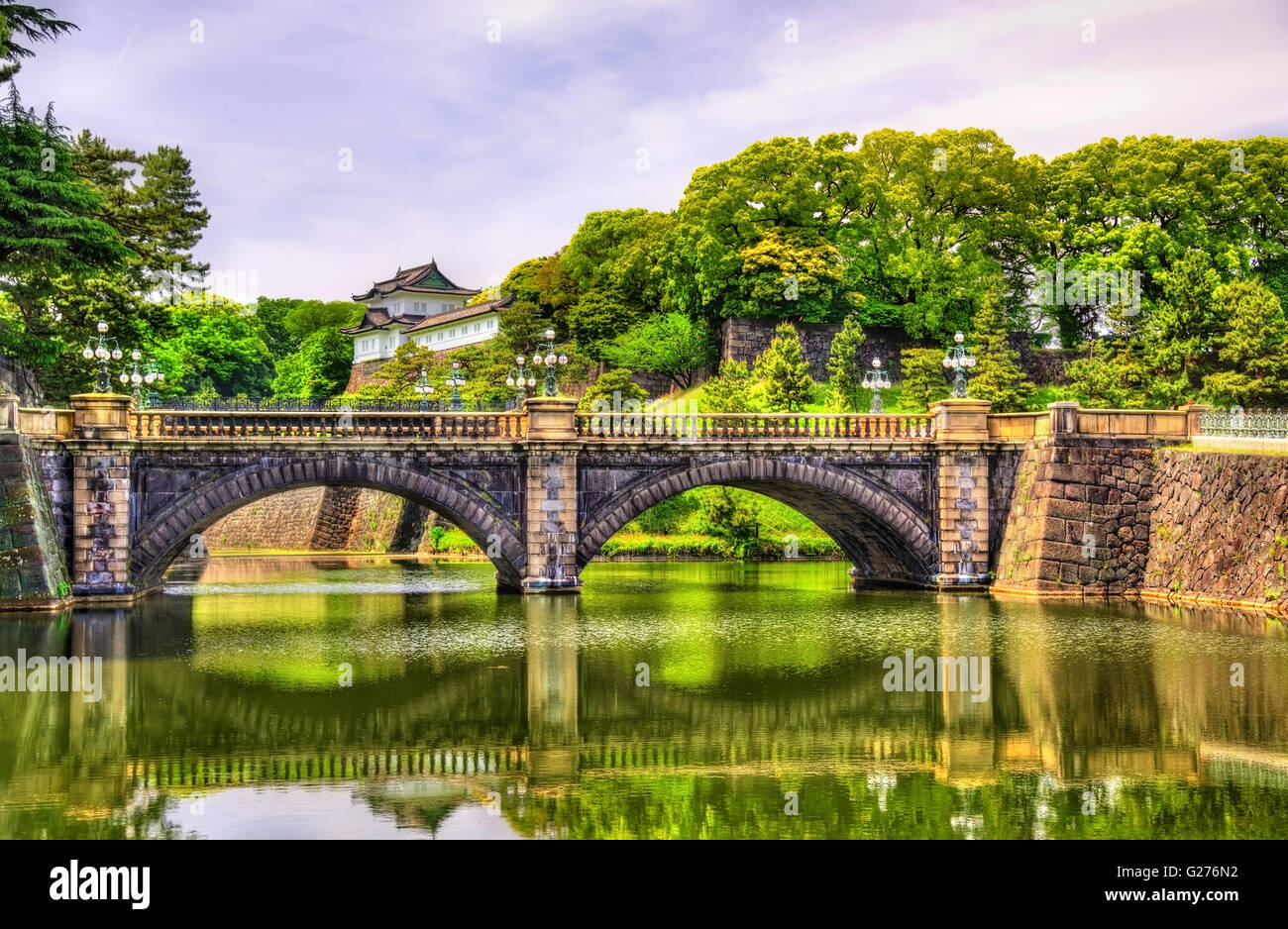 Imperial Palace with Nijubashi Bridge in Tokyo Stock Photo