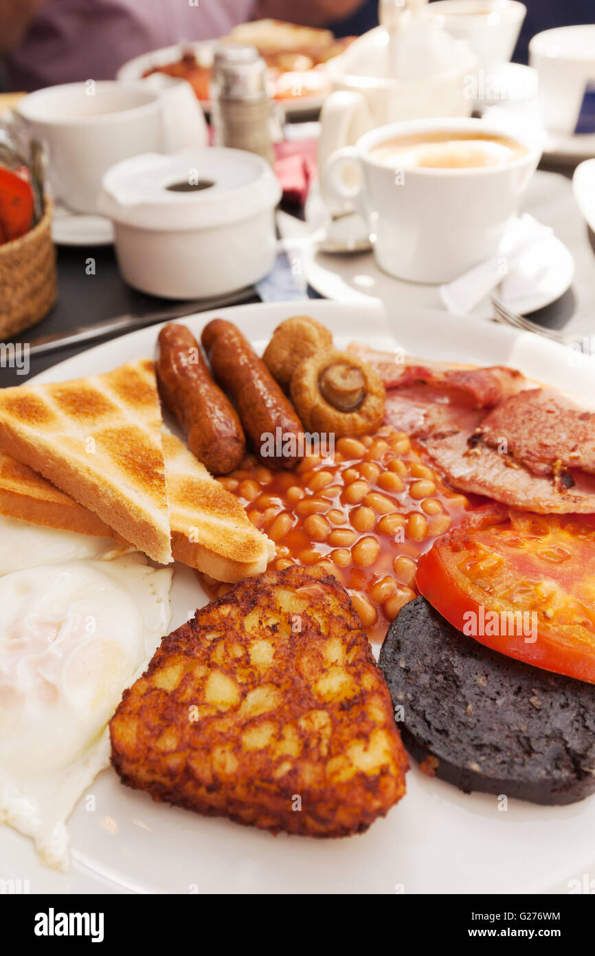 Full English Breakfast, Jury's restaurant, Main Street Gibraltar Stock Photo