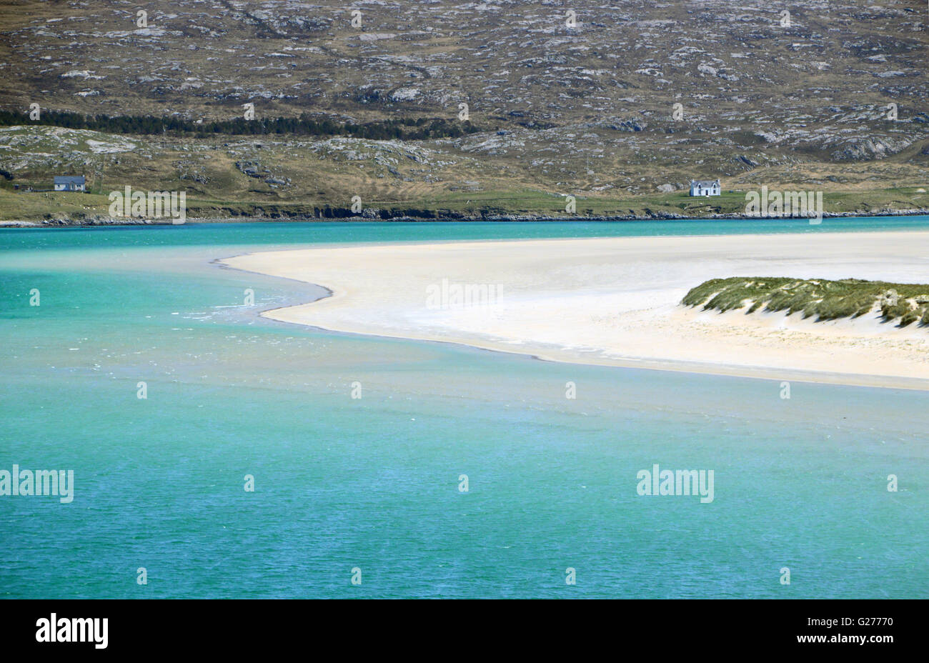 Traigh Losgaintir (Luskentyre Bay) from the A859 Road on Northwestern Coastline of South Harris, Outer Hebrides. Stock Photo