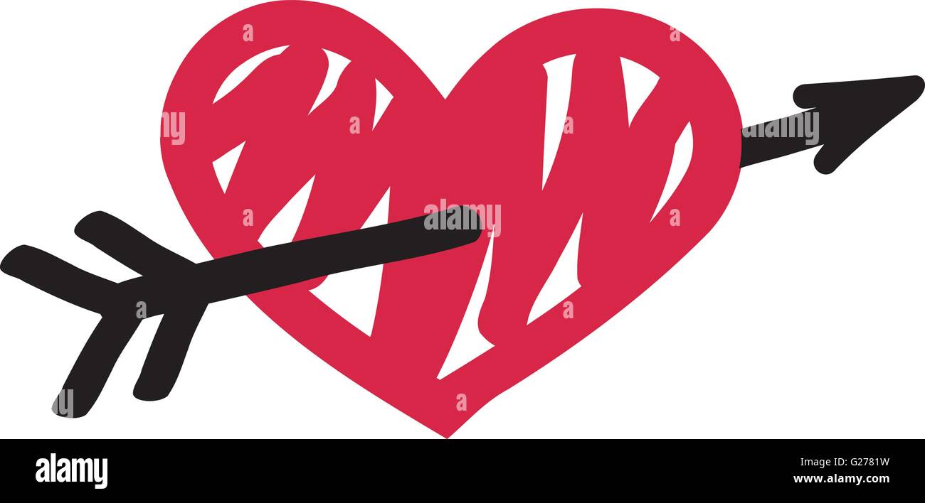 Handdrawn heart with arrow Stock Vector Image & Art - Alamy