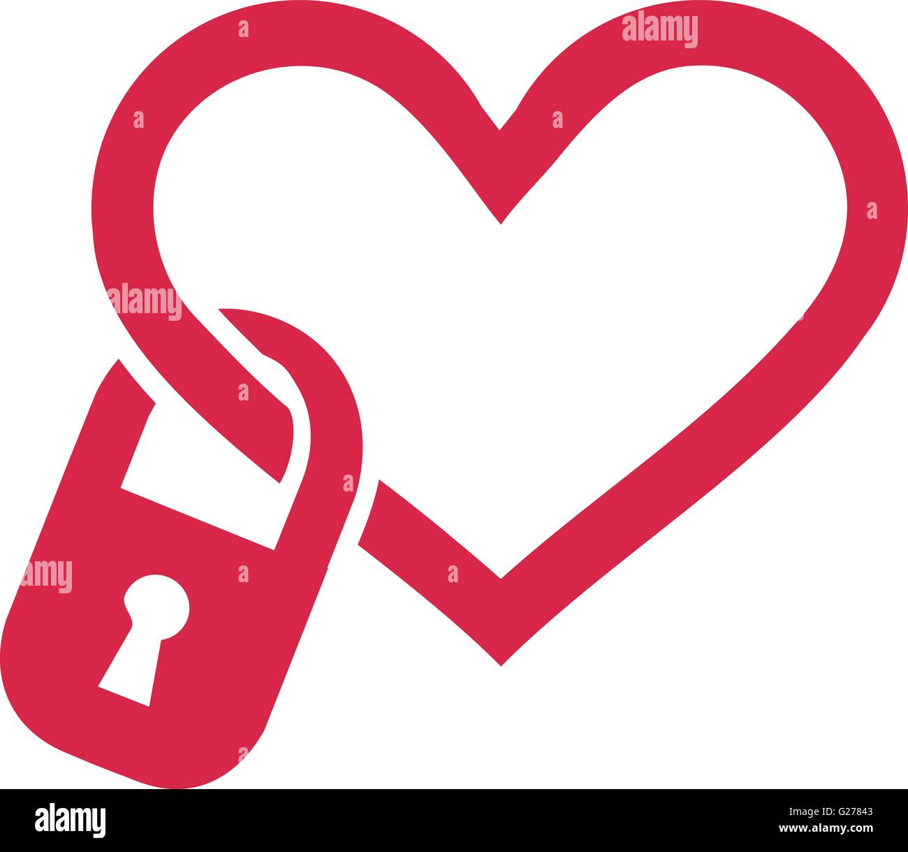 Heart with lock Stock Vector Image & Art - Alamy