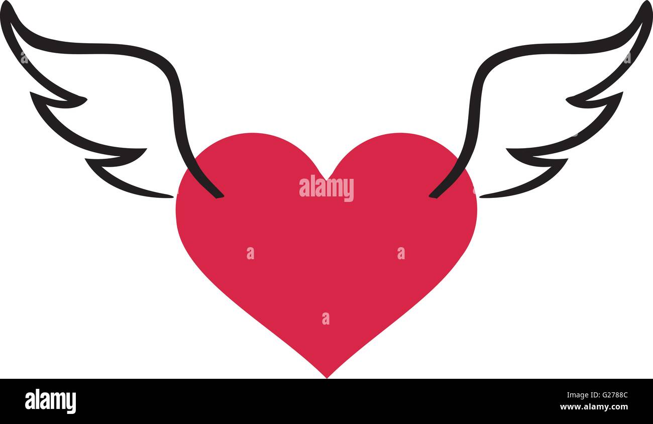 Valentine's day heart with wings Stock Vector Image & Art - Alamy
