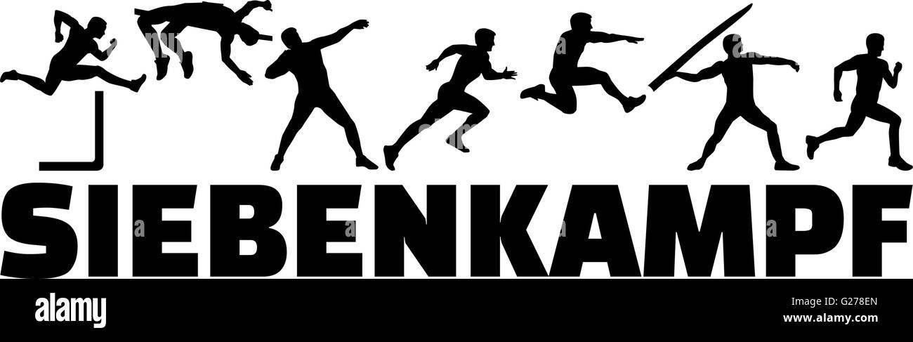 Heptathlon Silhouettes With German Word Stock Vector Image Art Alamy