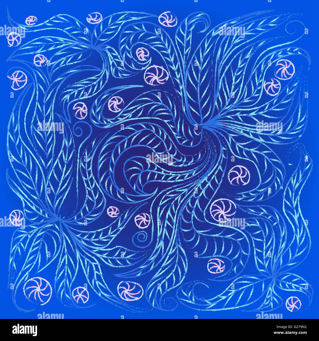 Cute floral colorful background in hand draw childish style. Abstract ...