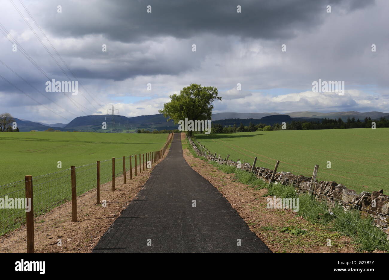 Phase 1 of Muthill Crieff cycle path Scotland  May 2016 Stock Photo
