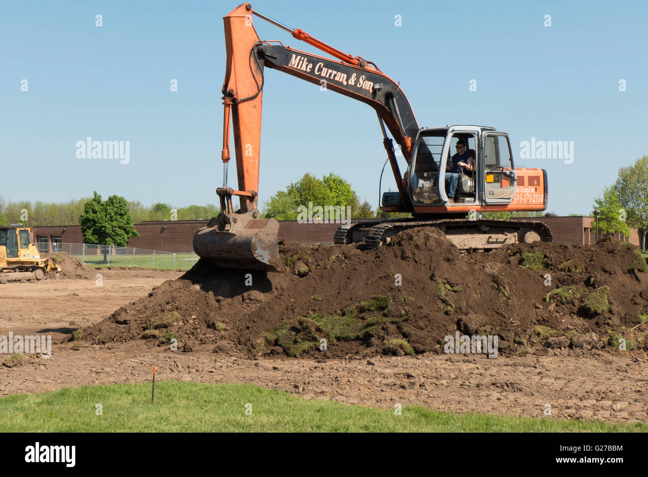 Excavator Loading Dirt Stock Photo Alamy