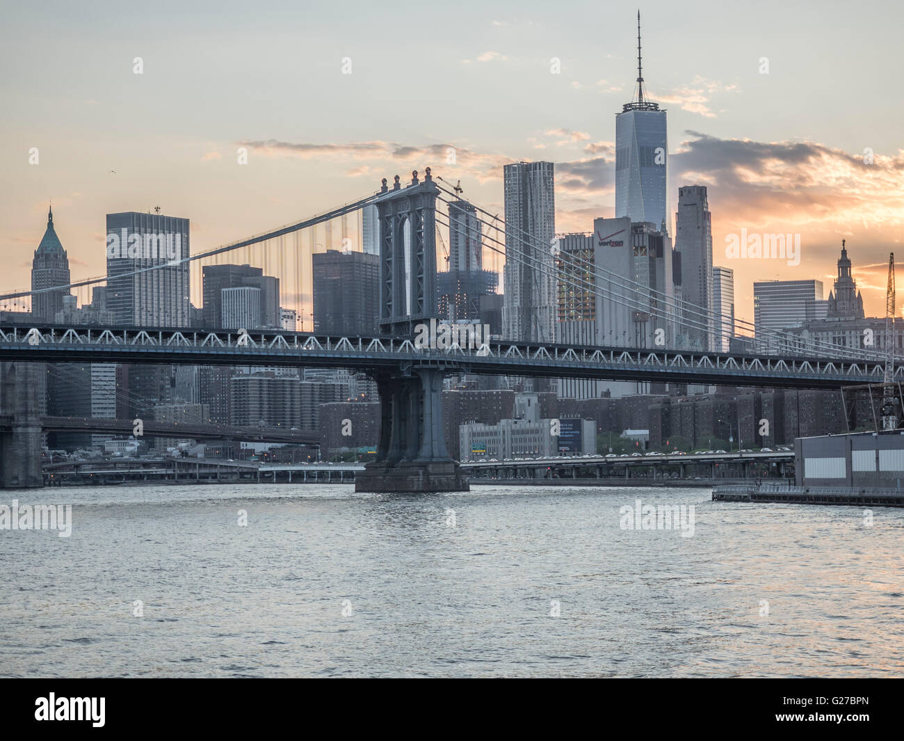 Brooklyn Bridge is a hybrid cablestayed/suspension bridge in New York