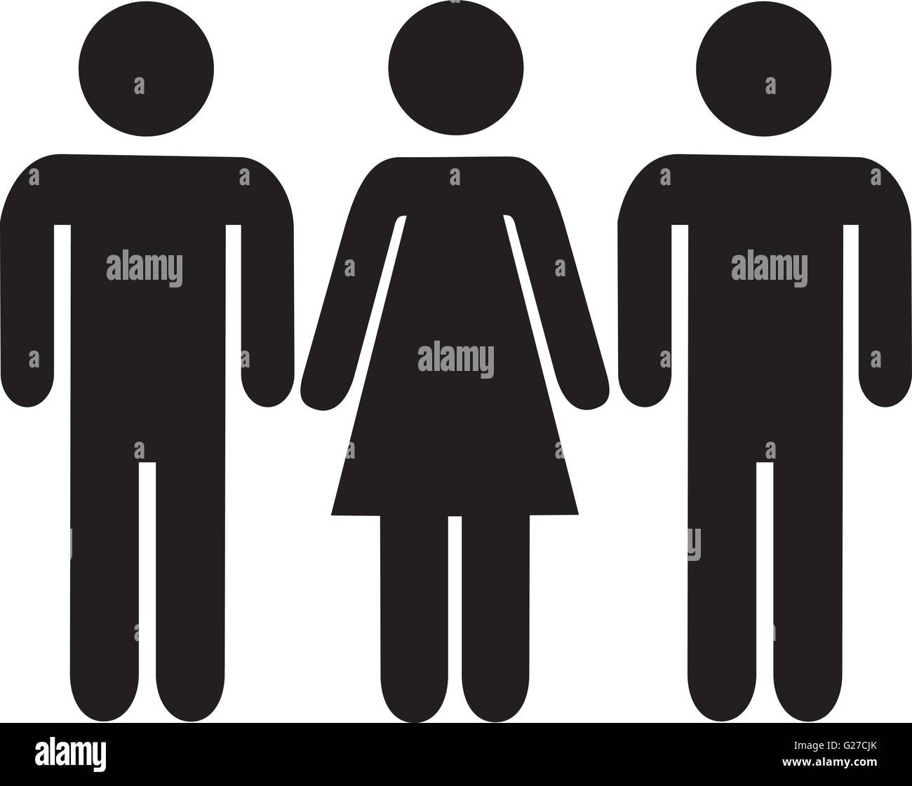 Woman between two men Stock Vector Images - Alamy