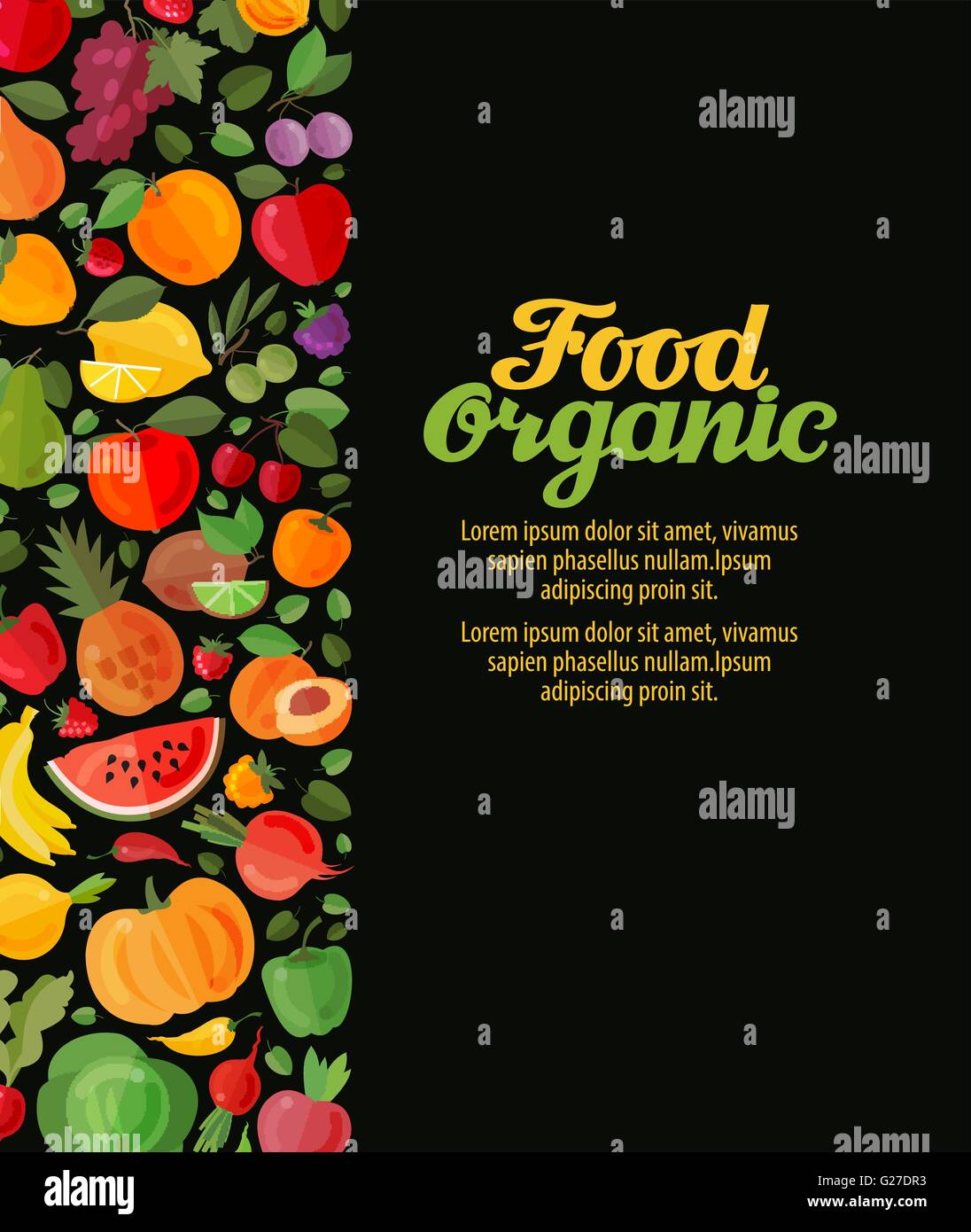 fruits and vegetables. organic food vector illustration Stock Vector ...