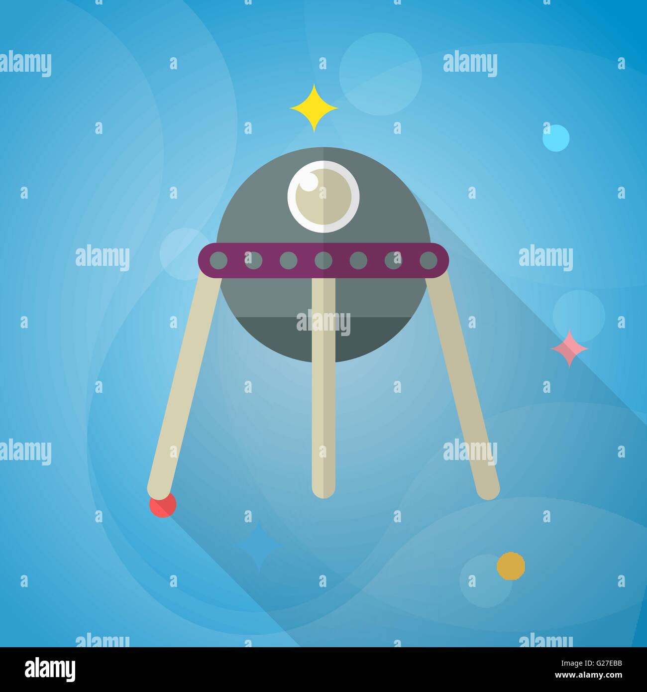 Spacecraft flat icon with long shadow,eps10 Stock Vector Image & Art ...