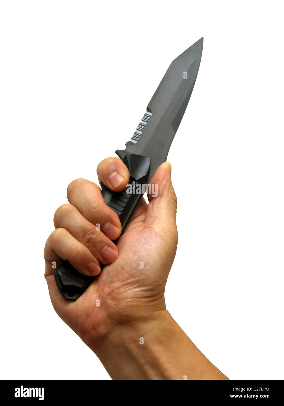 tactical knife military hand fight fright cut danger kill murder crime stab Stock Photo