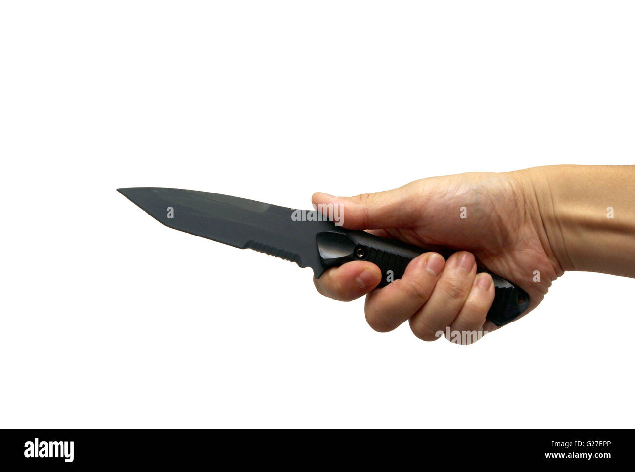 tactical knife military hand fight fright cut danger kill murder crime stab Stock Photo