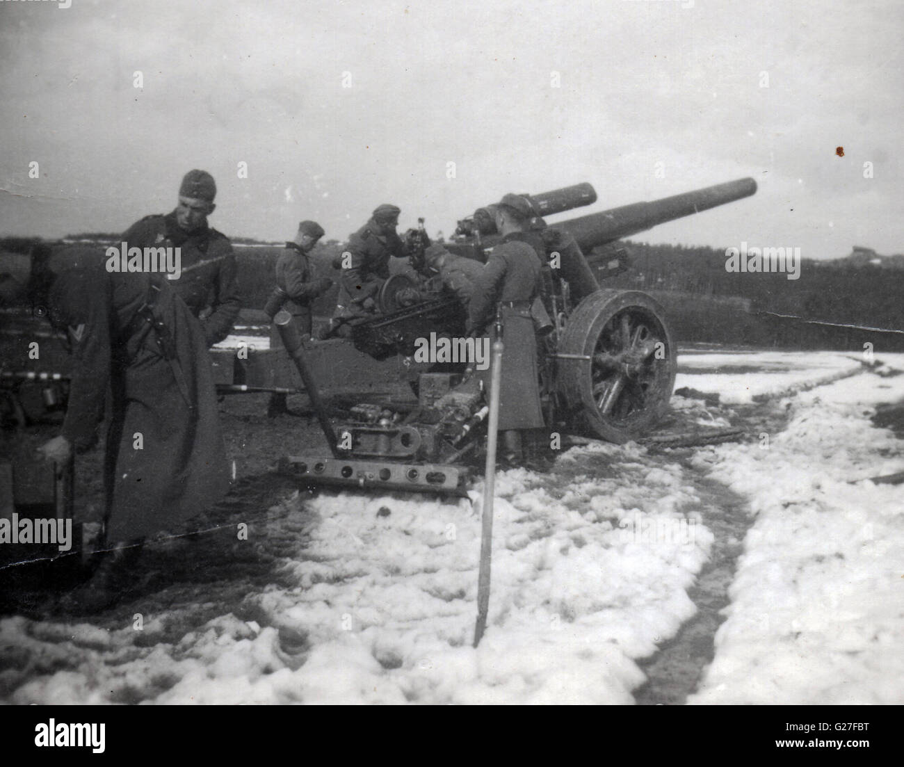 German Artillery on the Russian Front Winter 1941 Stock Photo