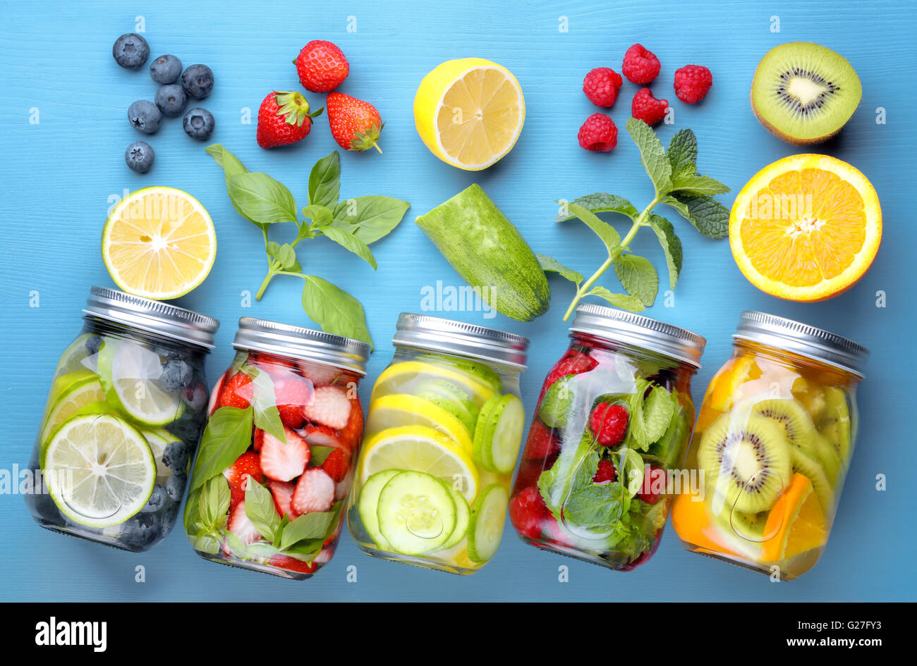 Healthy detox water with fruits.... Stock Photo