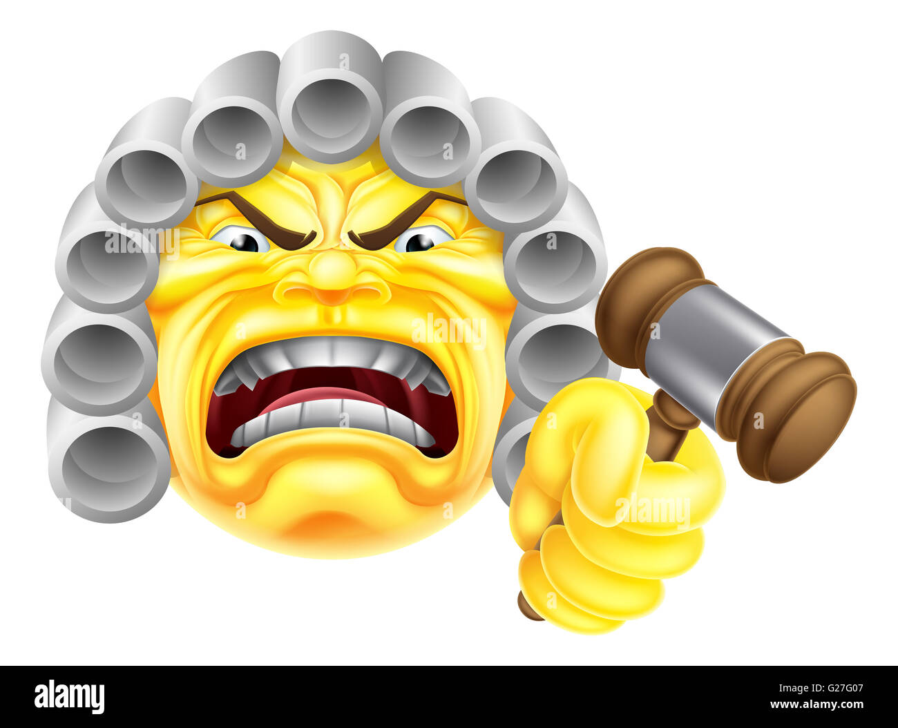 An angry judge emoji emoticon icon character illustration Stock Photo