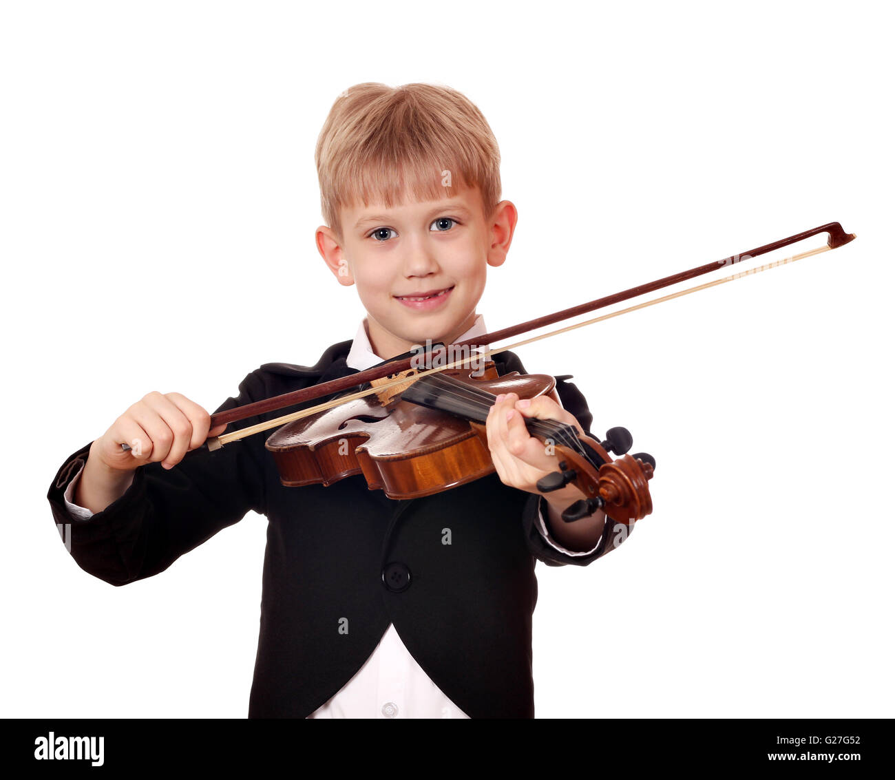 boy little violinist Stock Photo