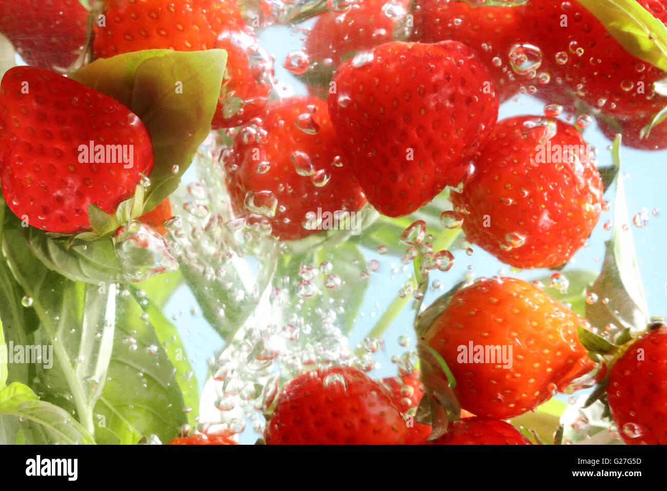 Detox Infused Water with Strawberry Stock Photo