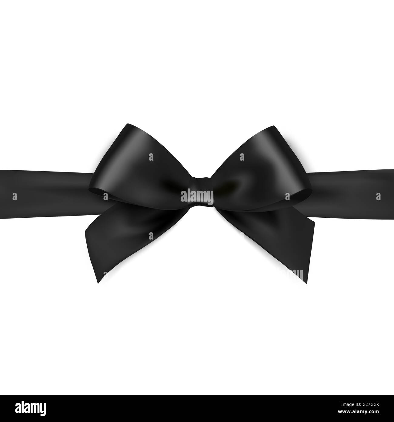 Shiny black satin ribbon on white background. black bow. Black bow and ...