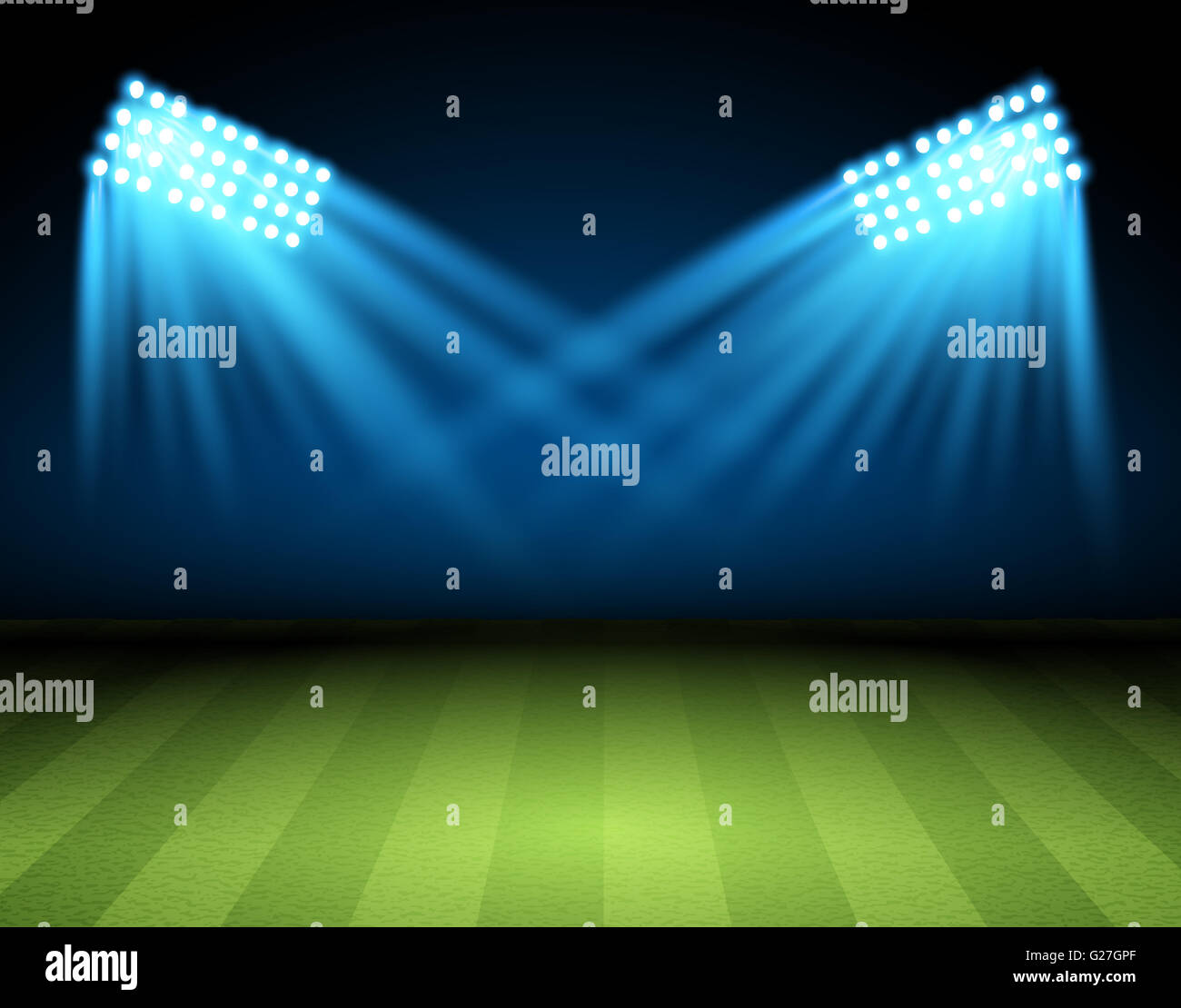Football arena Soccer field with grass and spotlights Stock Photo Alamy