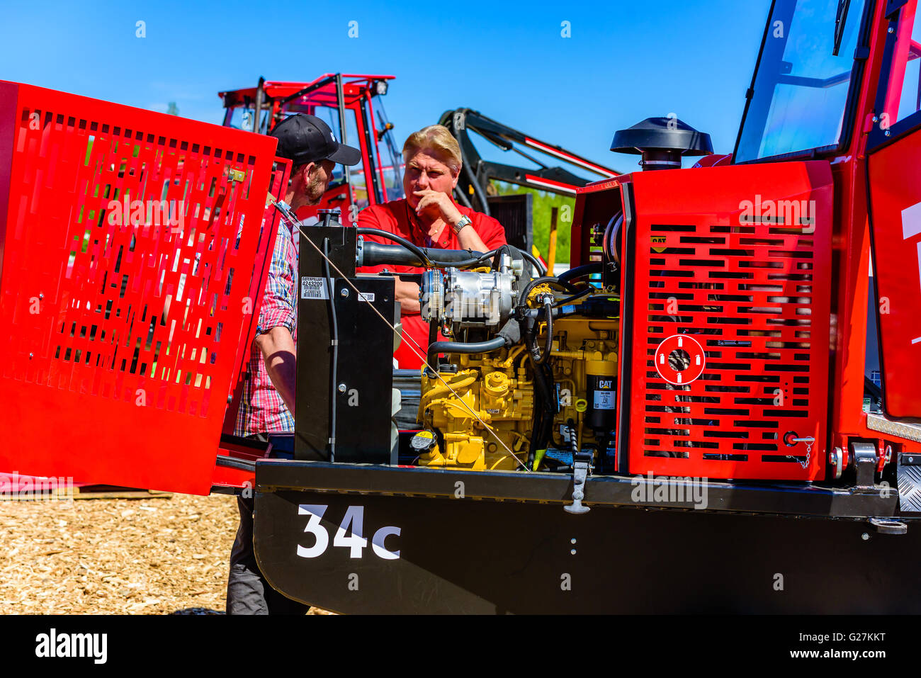 Emmaboda, Sweden - May 13, 2016: Forest and tractor (Skog och traktor) fair. The engine room of a Terri 34 harvester and forward Stock Photo