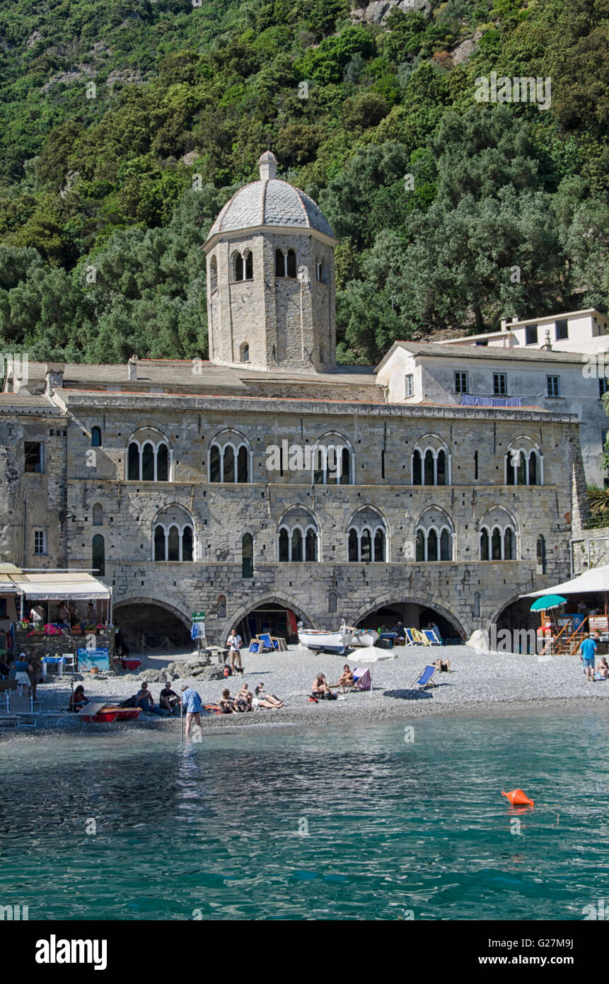 View of the abbey of San Fruttuoso of FAI Stock Photo