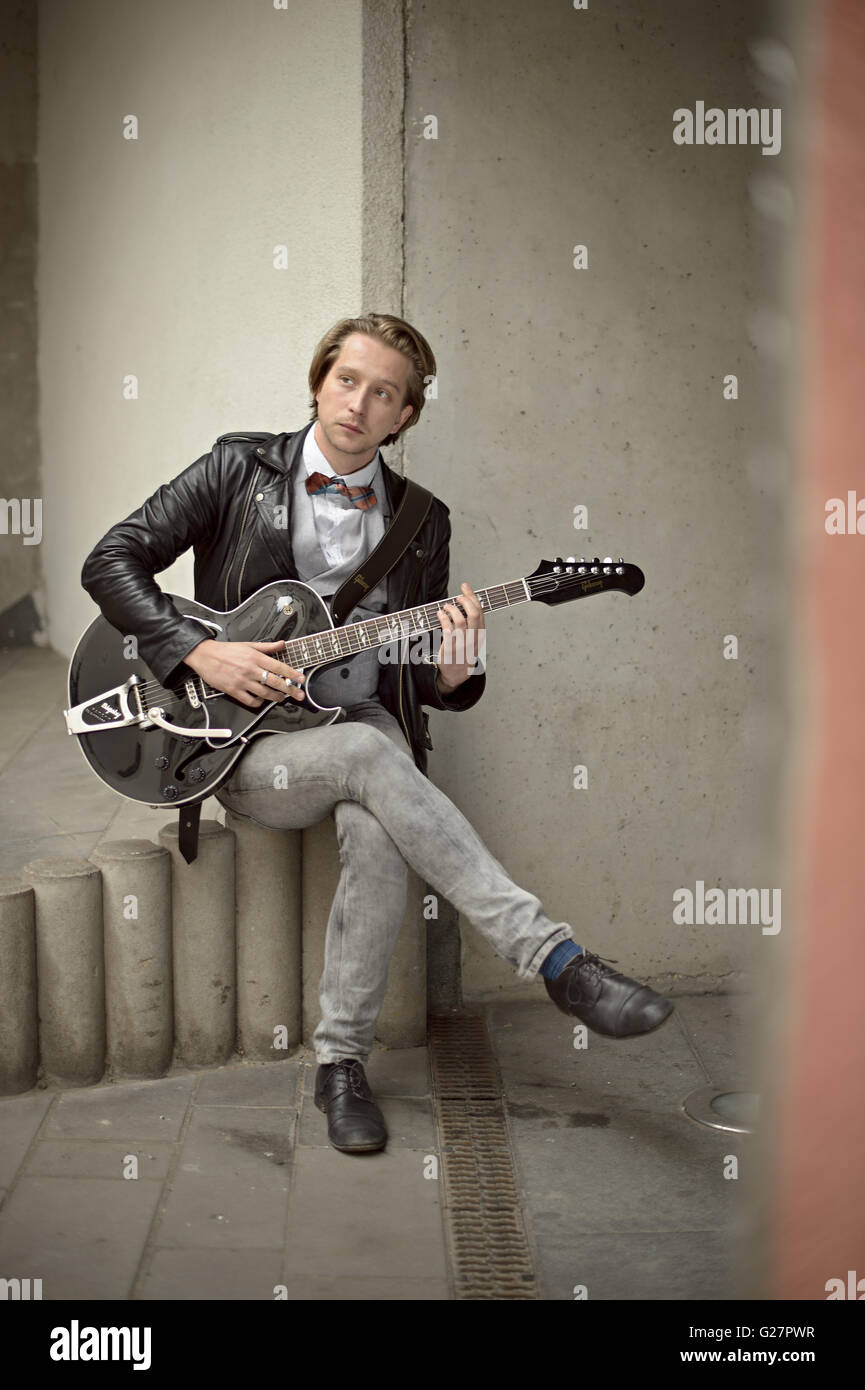 German actor and multiinstrumentalist Tim Morten Uhlenbrock playing a