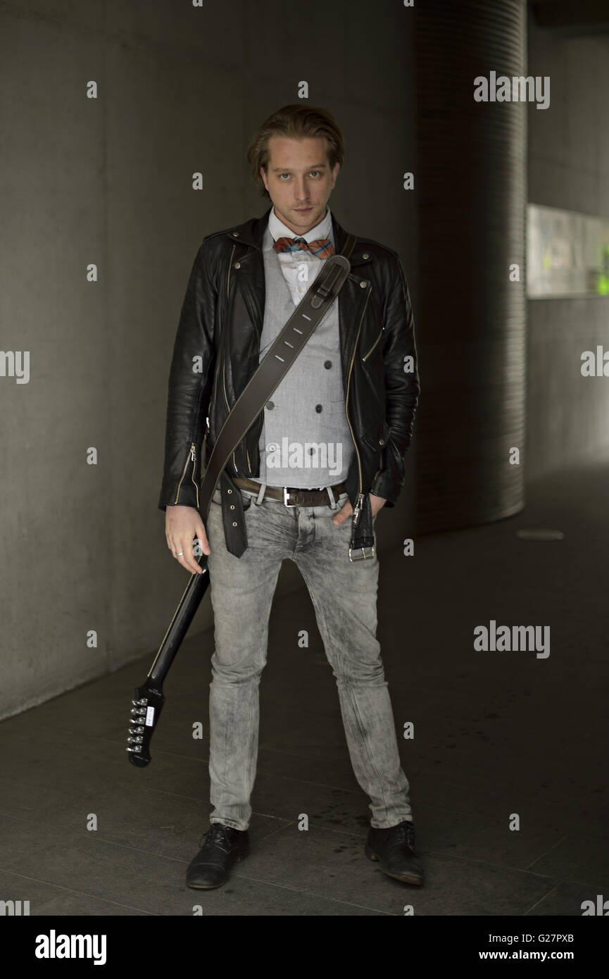 German actor and multiinstrumentalist Tim Morten Uhlenbrock playing a