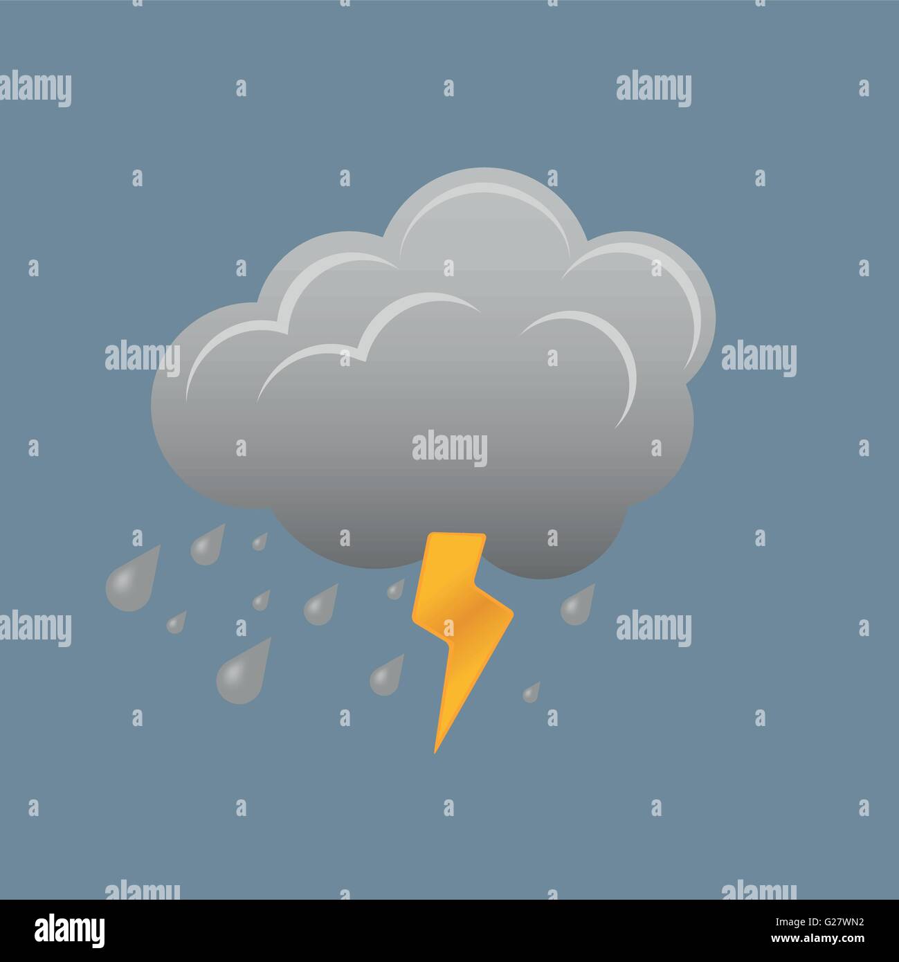 Illustrations with a cloud and lightning and rain Stock Vector Image ...