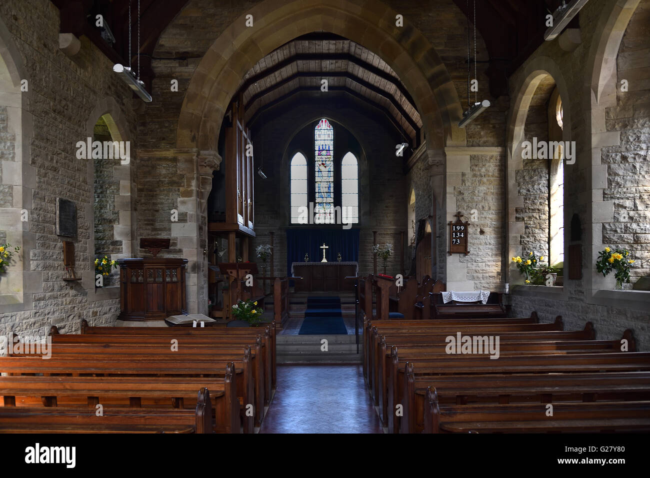 Interior of St Mary and St John church, Hardraw viilage, Upper Wensleydale, Yorkshire Dales, North Yorkshire, England, UK. Stock Photo
