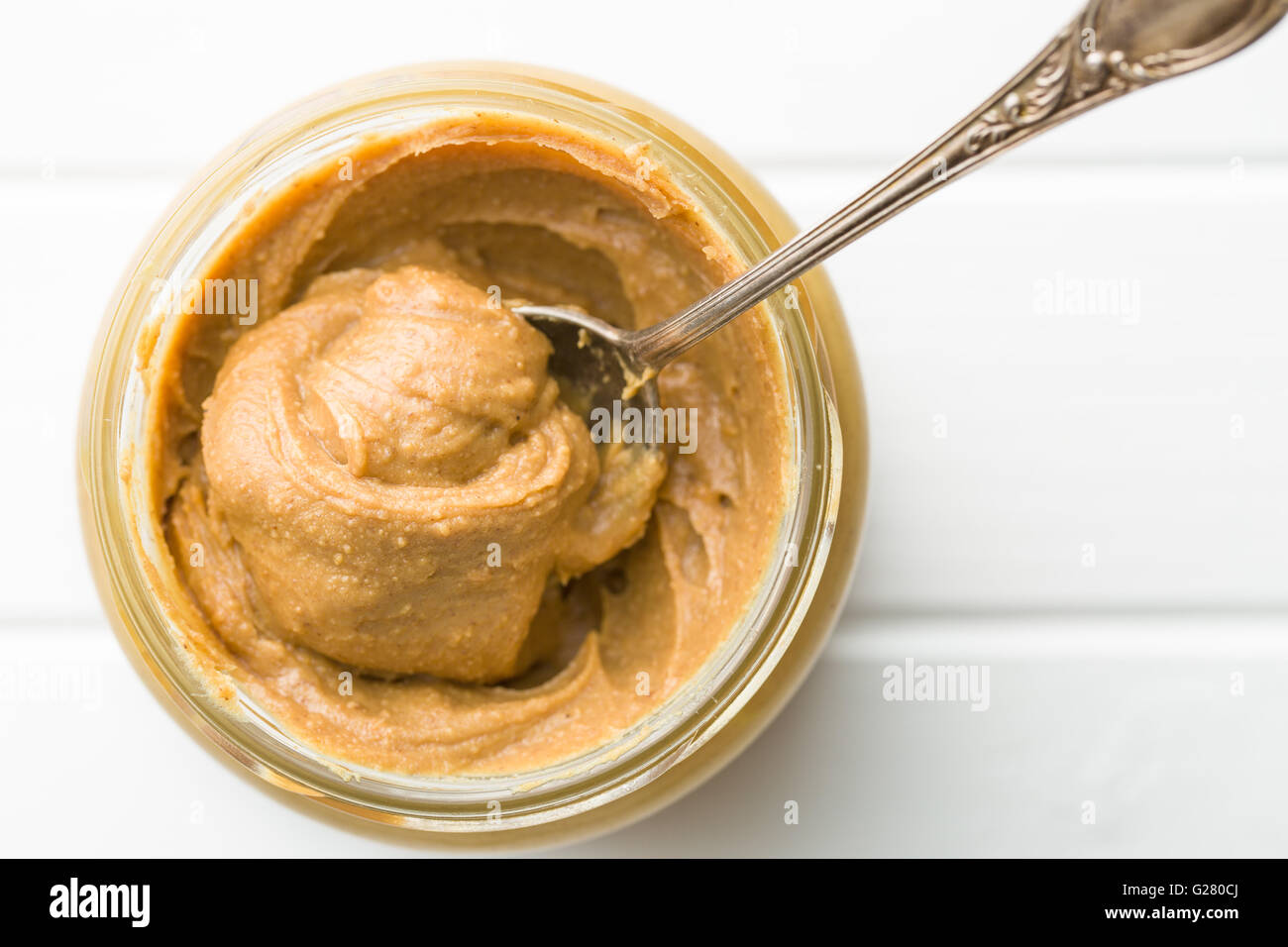 Creamy peanut butter and peanuts. Spreads peanut butter in the jar