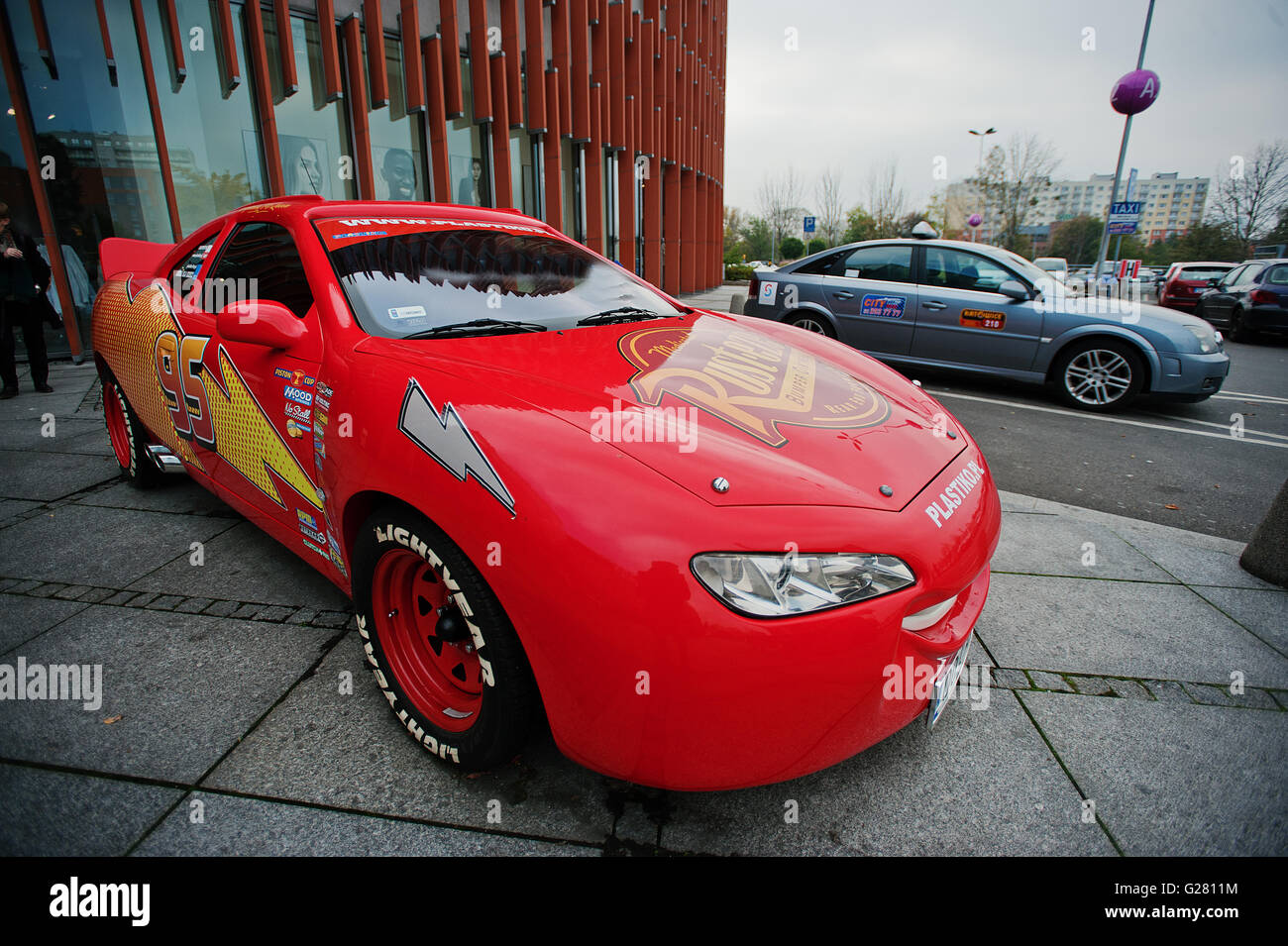 Katowice, Poland - October 24, 2014: Lightning McQueen a larger version of  the car, cartoon character of the Disney Pixar featur Stock Photo - Alamy
