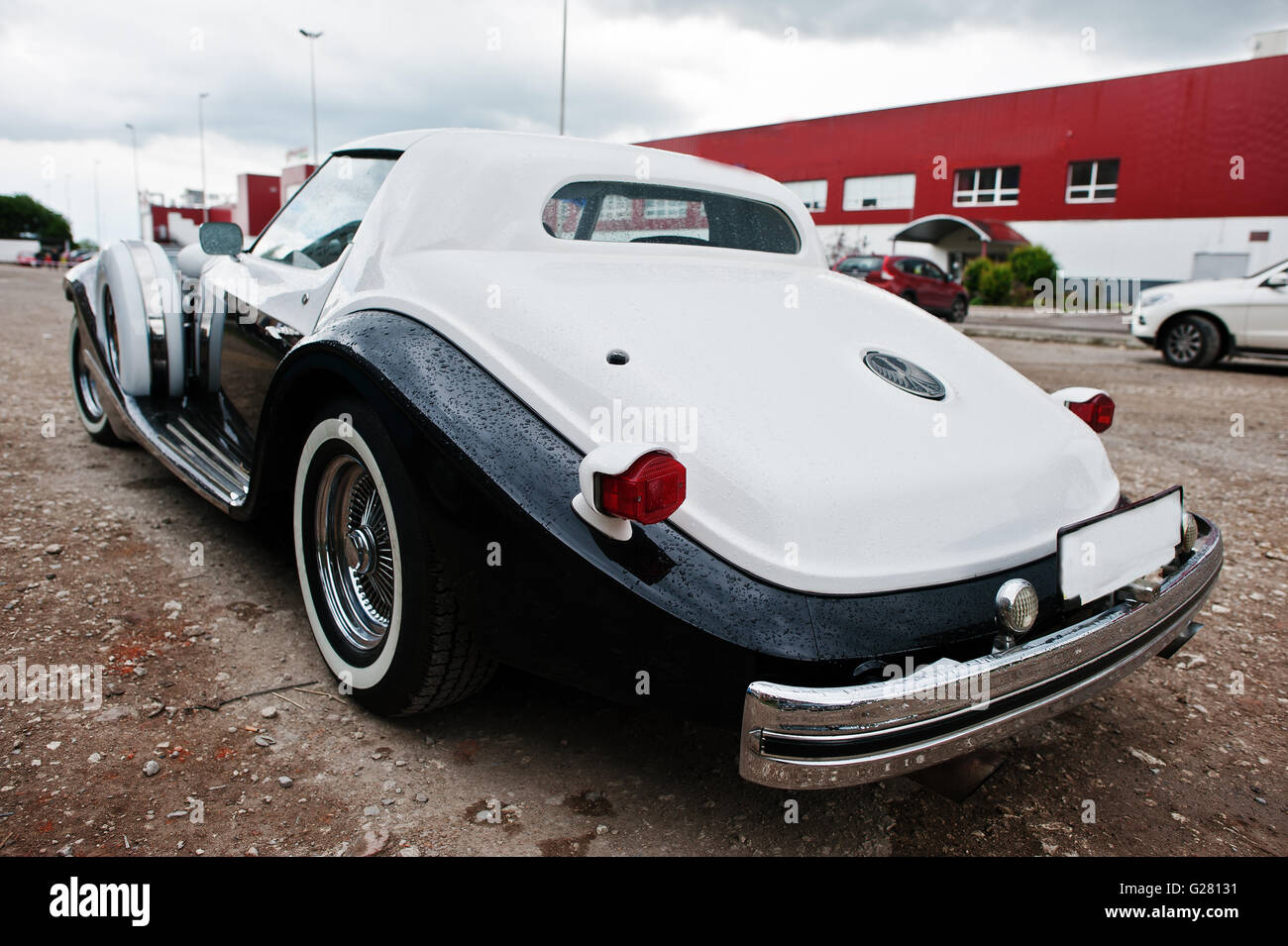 Podol, Ukraine May 19, 2016 Phillips Berlina Coupe, rear view of old