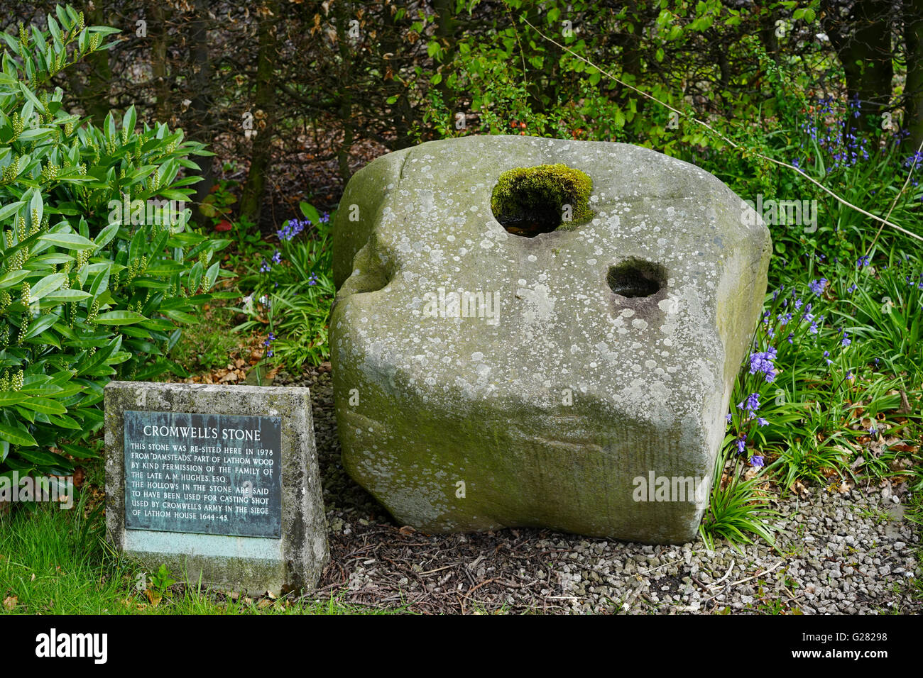 Cromwells Stone, Lathom Chapel,Ormskirk, Lancashire, UK. Stock Photo