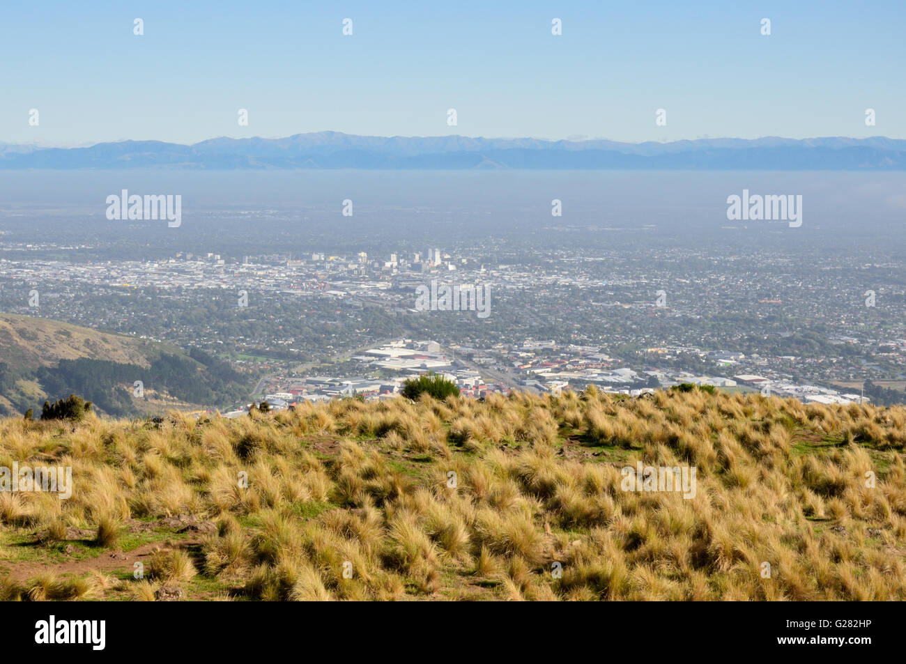 Christchurch & Christchurch Plain from Mount Cavendish Stock Photo