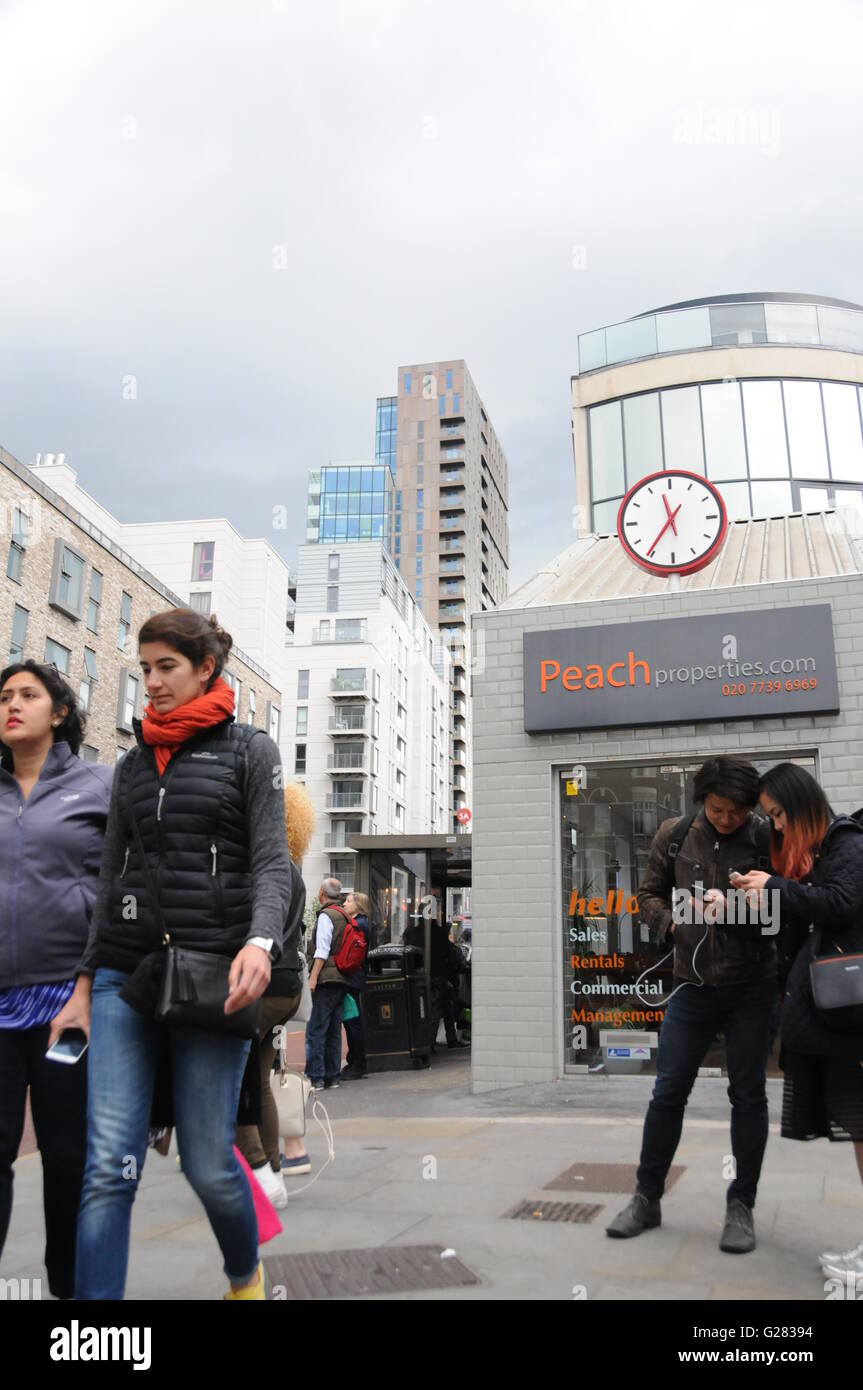 The regeneration of Shoreditch, east London, an estate agent's office