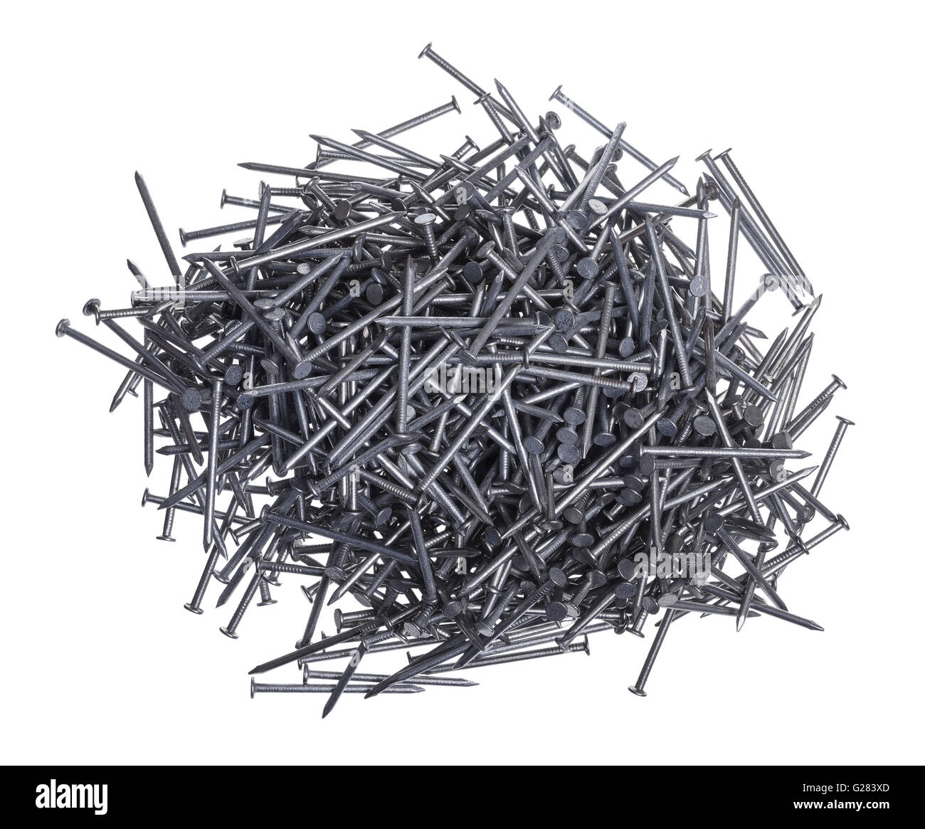 A pile of galvanized nails Stock Photo