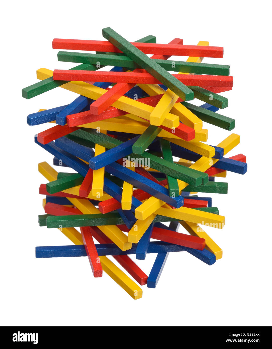 Stack of coloured wooden sticks Stock Photo