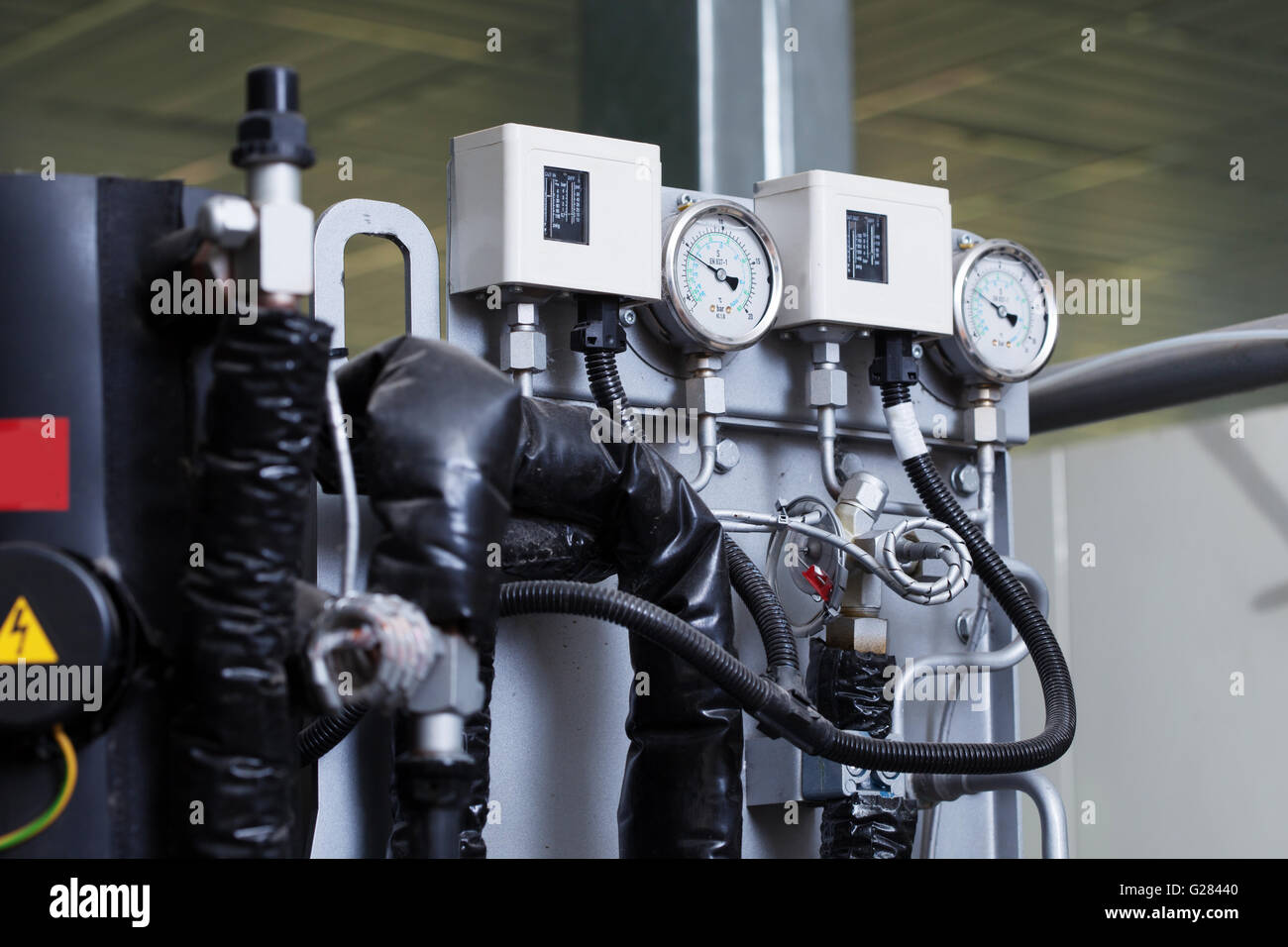 Image of pressure indicator on machine Stock Photo Alamy