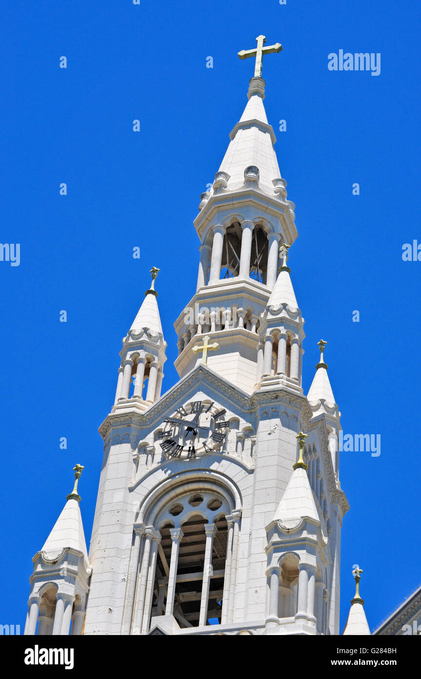 San Francisco: view of the Saints Peter and Paul Church, known as the Italian Cathedral of the West, in North Beach neighborhood Stock Photo