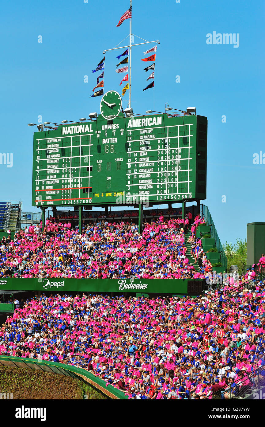 Wrigley Field's bleachers and scoreboard prior to the start of the game  between the Houston Astros and Chicago Cubs at Wrigley Field in Chicago,  Illinois. (Credit Image: © John Rowland/Southcreek Global/ZUMApress.com  Stock