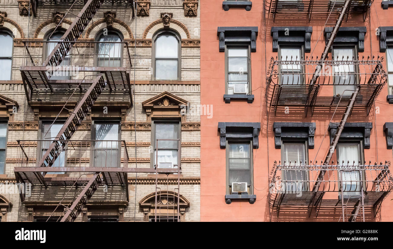 Chelsea buildings with fire stairs in New York City, USA Stock Photo ...