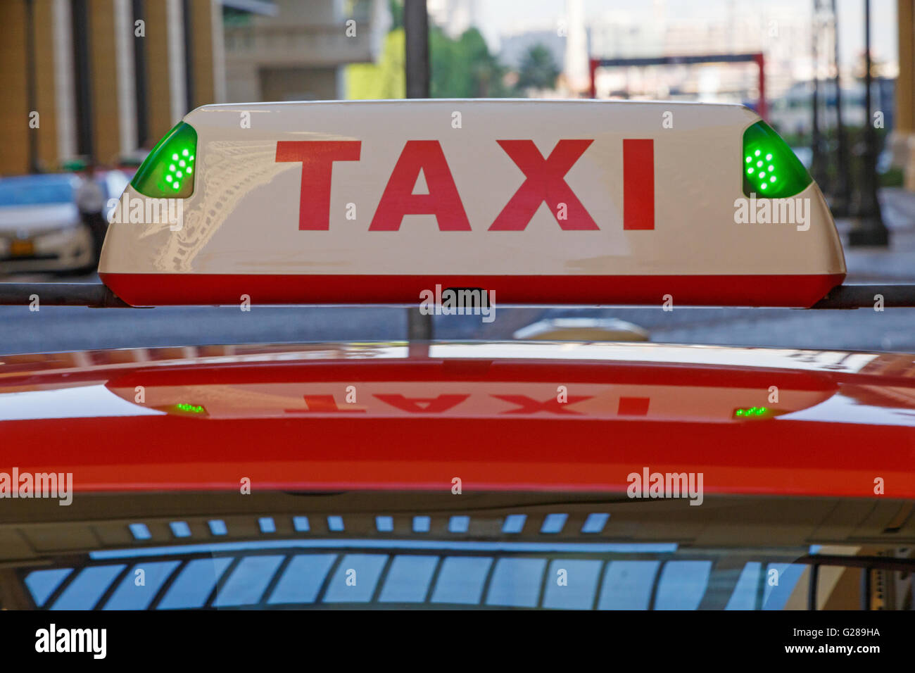 close up of taxi top light Stock Photo