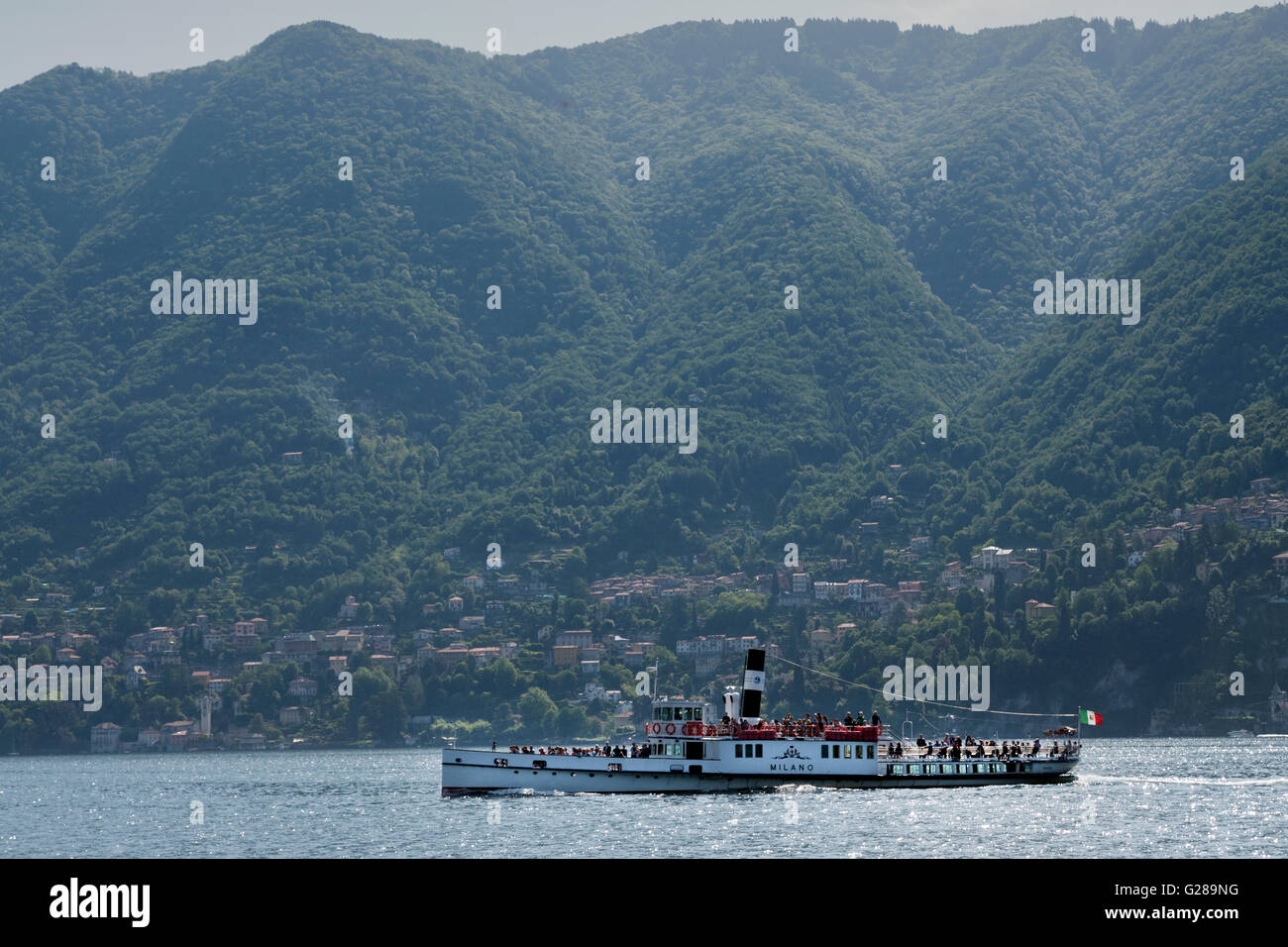 Steamer Milano sailing on Lake Como Italy Stock Photo