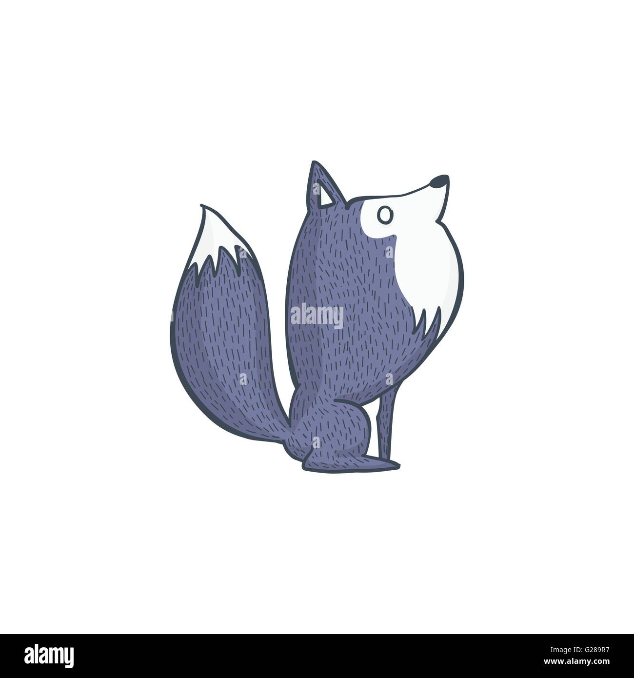 Vector Illustration of Gray Wolf, Cartoon Character Hand Draw Stock Vector