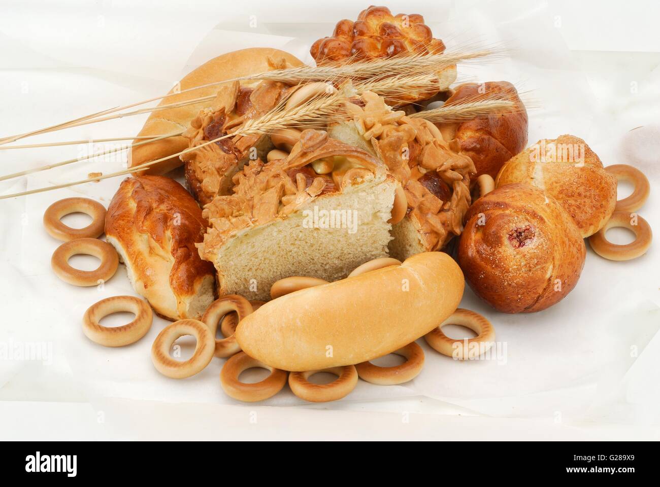 bread (patty, pie, cakes) baking in antiburning parchment Stock Photo