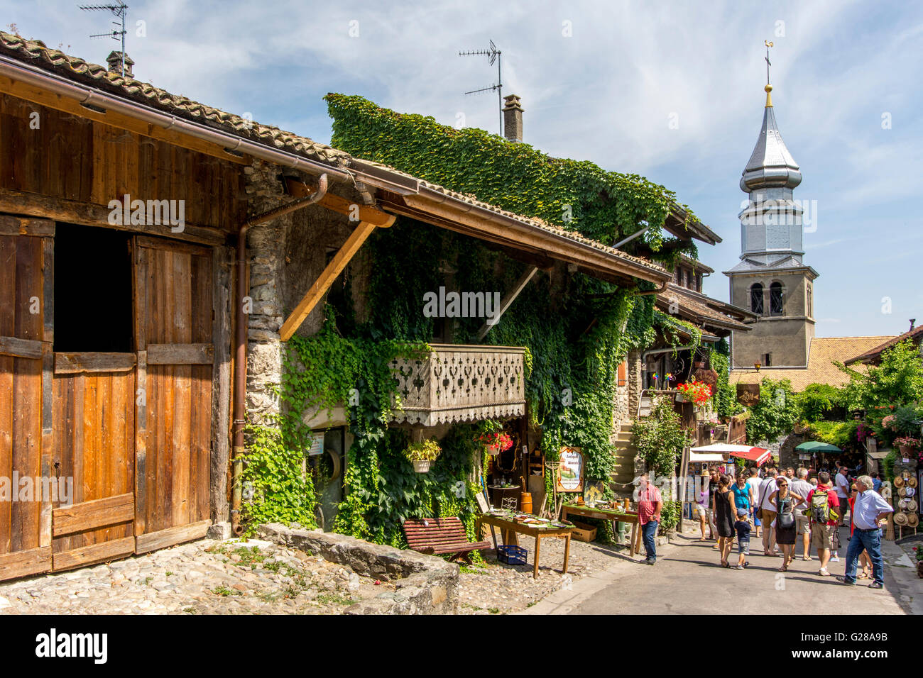 Street in Yvoire. Lake Leman. Haute Savoie.  France Stock Photo