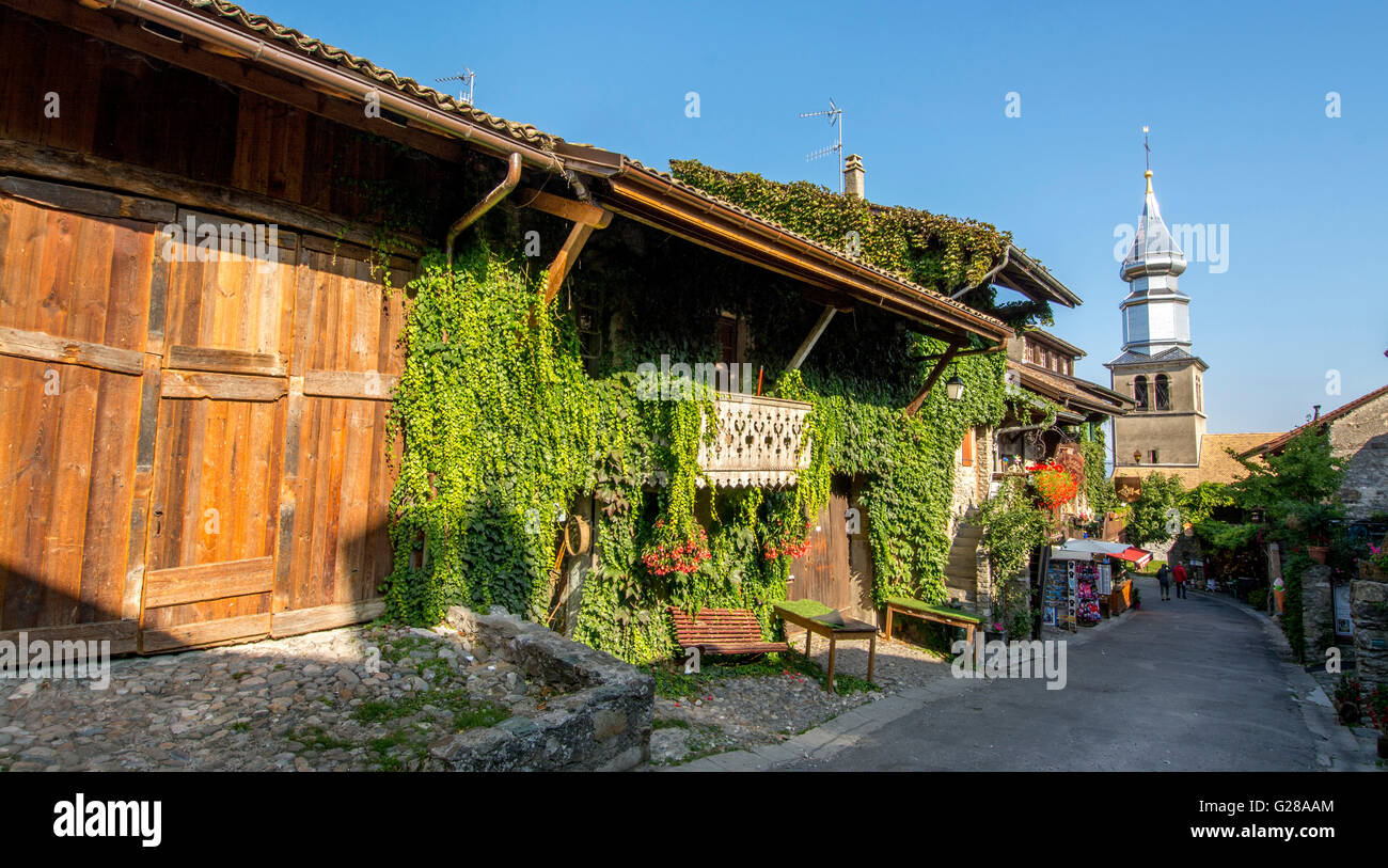 Street in Yvoire. Lake Leman. Haute Savoie.  France Stock Photo