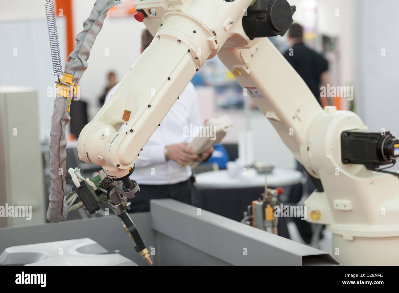 Industrial welding robot arm Stock Photo