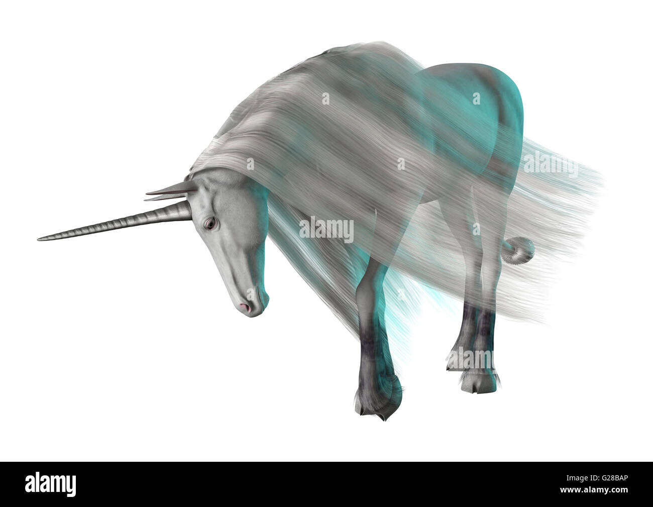 3D rendering of a white fantasy unicorn isolated on white background ...