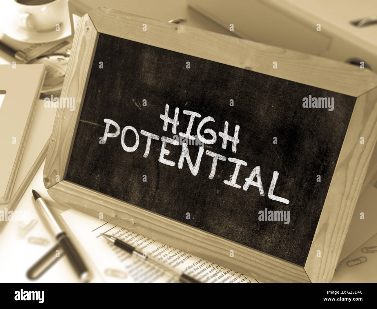 High Potential Concept Hand Drawn on Chalkboard. Stock Photo